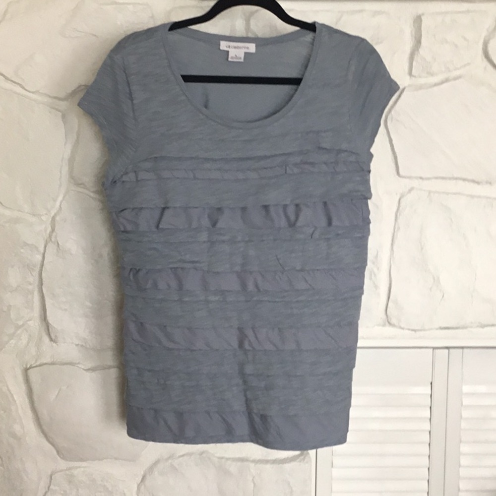 Ruffled Front Top Large Light Blue - Liz Claiborne
